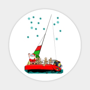 Santa Sailing at Christmas Magnet